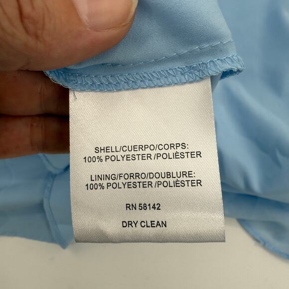 New GAL MEETS GLAM Womens Clip Dot V-Neck Summer Dress Size 4 Blue Midi Chiffon - Picture 5 of 9